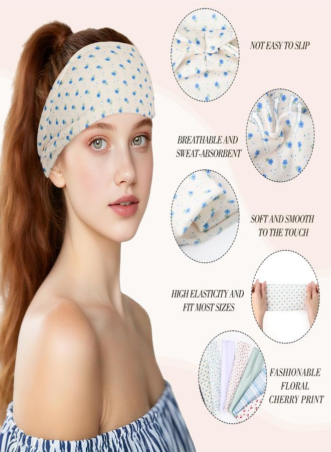 obeoby 8 Pack Floral Cherry Headbands for Spring Summer Outfits, Non Slip Fashion Boho Headbands for Women Girls - Image 4